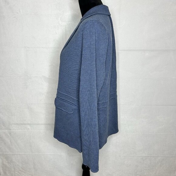 Talbots Womens Sweater Blazer Size L 100% Pure Merino Wool Blue - Picture 6 of 11